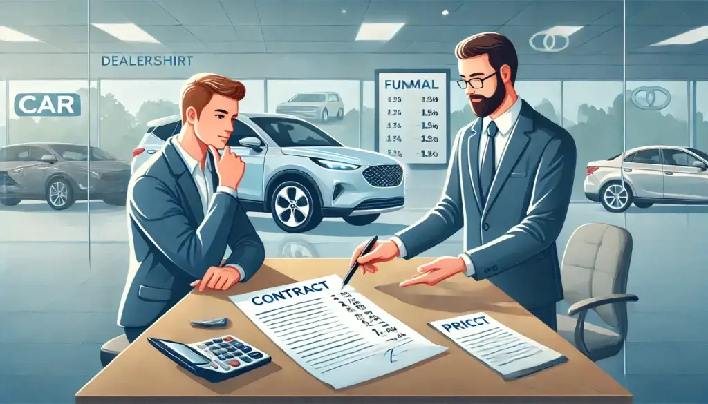 Negotiating and finalising the price of new car with dealer